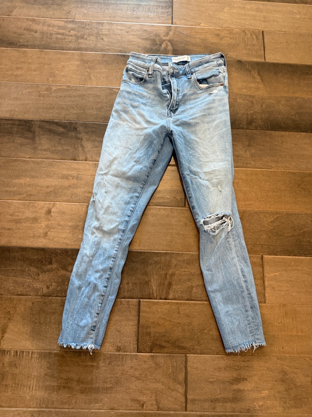 Light Blue Distressed Women's Skinny Jeans